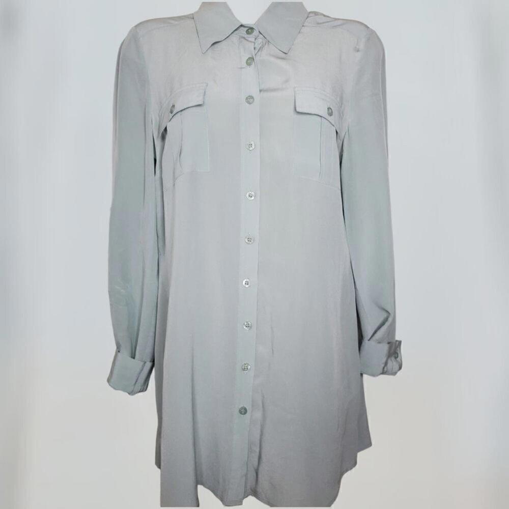 Guess by Marciano Women’s Shirt Dress Size S Gray Button-Up Long Sleeve Pockets